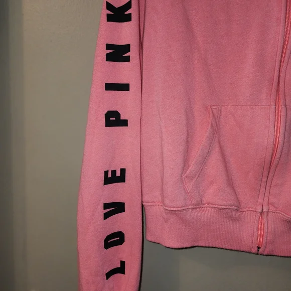 PINK‎ Victoria's Secret Coral Hoodie zipper jacket sz small - Picture 4 of 12